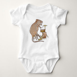 Quokka Australian Animal Drummer Baby Bodysuit