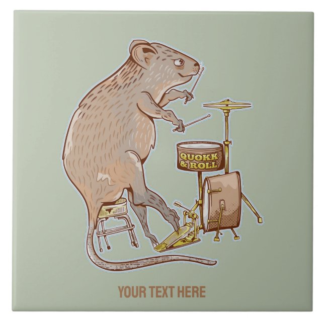 Quokka Australian Animal Drummer Ceramic Tile (Front)