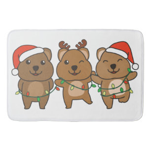 Quokka Christmas Christmas Animals Cute Quokkas Bath Mat