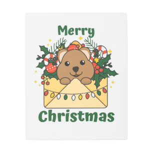Quokka Christmas Letter Winter Animals Quokkas Metal Print
