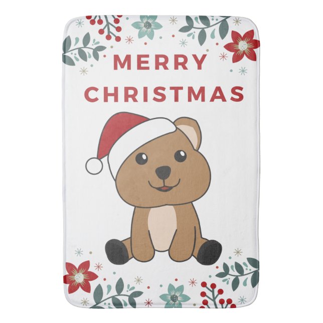 Quokka Christmas Snow Winter Animals Quokkas Bath  Mat (Front Vertical)
