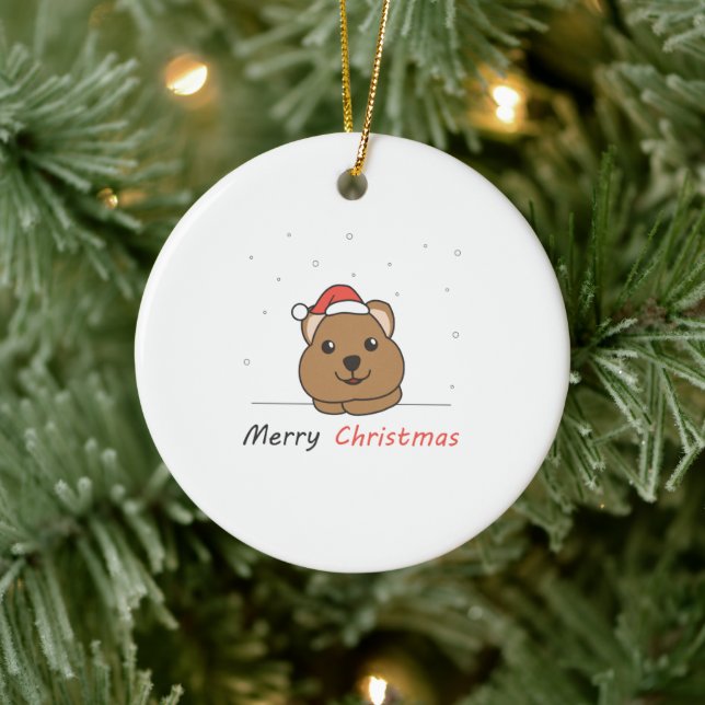 Quokka Christmas Snow Winter Animals Quokkas Ceramic Ornament (Tree)
