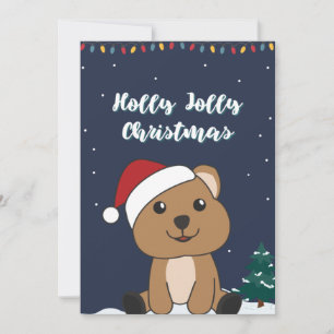 Quokka Christmas Snow Winter Animals Quokkas Holid Holiday Card