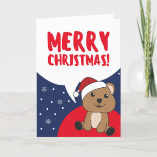 Quokka Christmas Snow Winter Animals Quokkas Holid Holiday Card