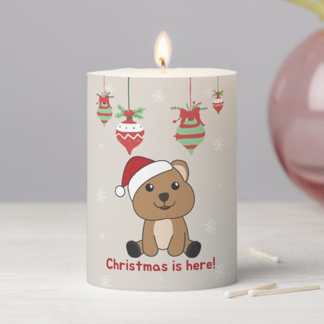Quokka Christmas Snow Winter Animals Quokkas Pilla Pillar Candle (In Situ)