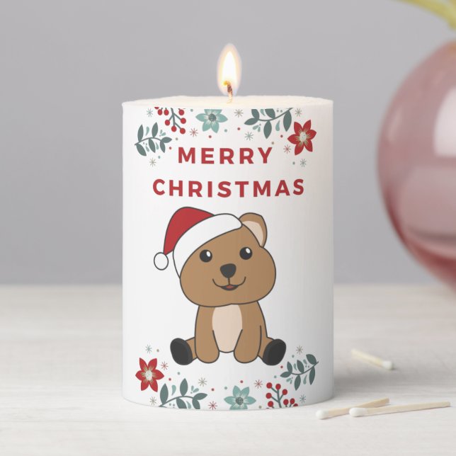 Quokka Christmas Snow Winter Animals Quokkas Pilla Pillar Candle (In Situ)
