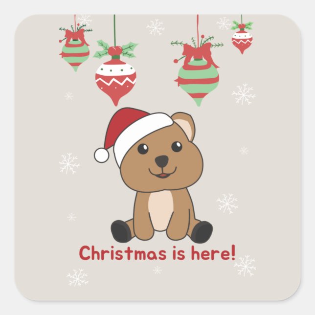 Quokka Christmas Snow Winter Animals Quokkas Squar Square Sticker (Front)