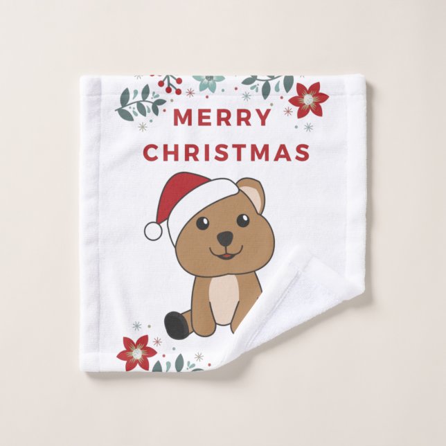 Quokka Christmas Snow Winter Animals Quokkas Wash Cloth (Wash Cloth)