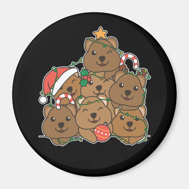 Quokka Christmas Tree Funny Animal Christmas Magne Magnet (Front)