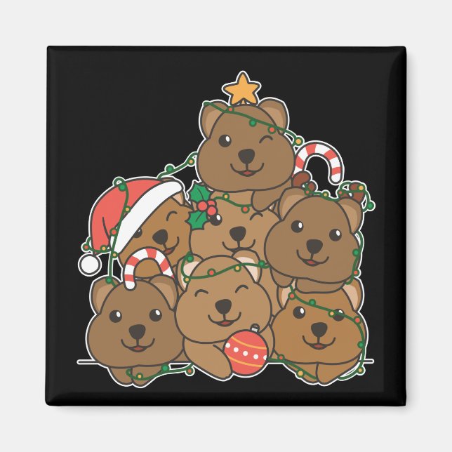 Quokka Christmas Tree Funny Animal Christmas Magne Magnet (Front)