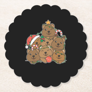 Quokka Christmas Tree Funny Animal Christmas Paper Coaster