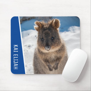 Quokka Cute Animal on the Beach Australia Blue Mouse Pad