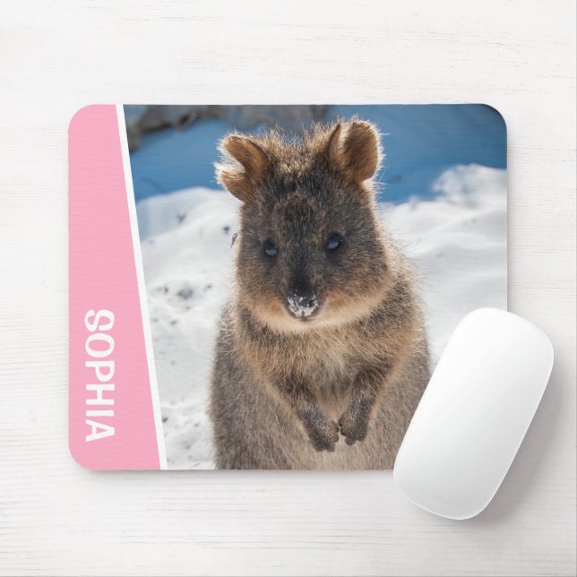 Quokka Cute Animal on the Beach Australia Pink Mouse Pad (With Mouse)