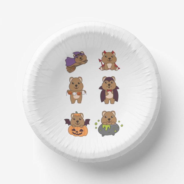 Quokka Halloween Devil Pumpkin Vampire Costume Paper Bowls (Front)