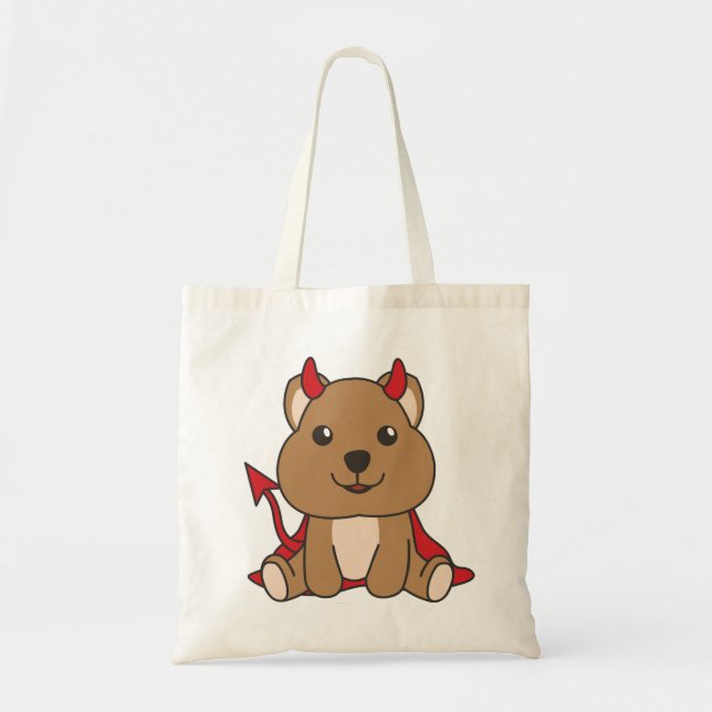 Quokka Halloween Sweet Devil Witch Costume Tote Ba Bag (Front)