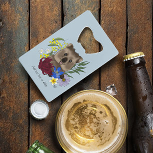 Quokka Happy Australia Floral Blue Credit Card Bottle Opener