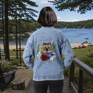 Quokka Happy Australia Floral Blue Denim Jacket