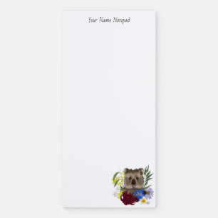 Quokka Happy Australia Floral Blue Magnetic Notepad