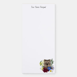 Quokka Happy Australia Floral Blue Magnetic Notepad