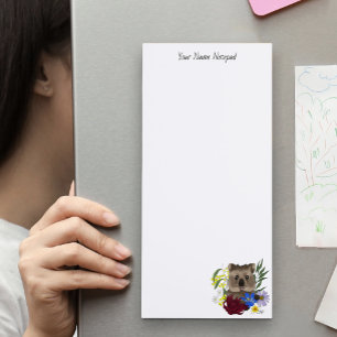Quokka Happy Australia Floral Blue Magnetic Notepad