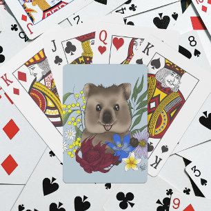 Quokka Happy Australia Floral Blue Poker Cards