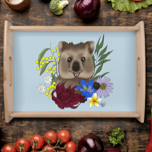 Quokka Happy Australia Floral Blue Serving Tray