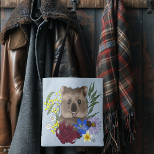 Quokka Happy Australia Floral Blue Tote Bag