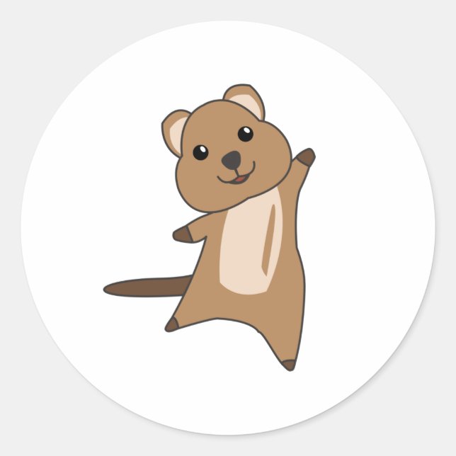 Quokka Happy Cute Animals Quokkas Classic Round Sticker (Front)