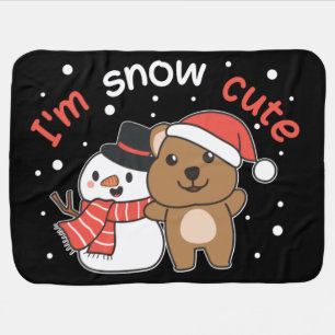 Quokka I'm Snow Cute Snowman Snow Pun Baby Blanket