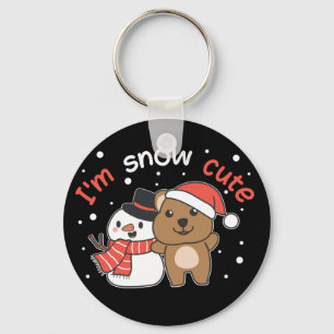 Quokka I'm Snow Cute Snowman Snow Pun Keychain