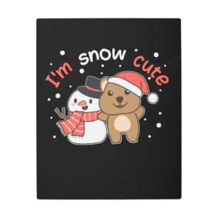 Quokka I'm Snow Cute Snowman Snow Pun Metal Print