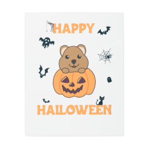 Quokka In Pumpkin Cute Quokkas Happy Halloween Metal Print