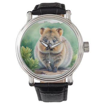 Quokka In The Wild Ref6 - Watercolor Watch by JohnPintow at Zazzle