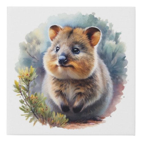 Quokka in the Wild REF88 _ Watercolor Faux Canvas Print