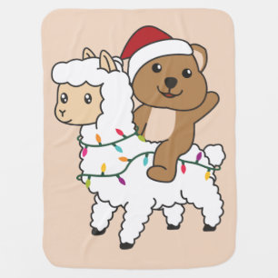 Quokka Llama Christmas Snow Winter Animals Baby Bl Blanket