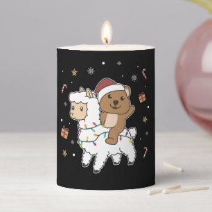 Quokka Llama Christmas Snow Winter Animals Pillar Candle