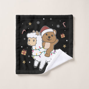 Quokka Llama Christmas Snow Winter Animals Wash Cl Wash Cloth