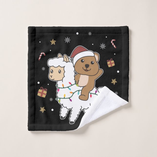 Quokka Llama Christmas Snow Winter Animals Wash Cl Wash Cloth (Wash Cloth)