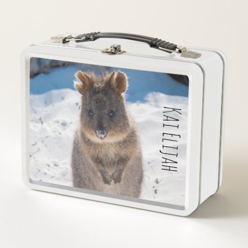 Quokka on the Beach Animal Australia Personalised Metal Lunch Box