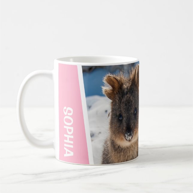 Quokka on the Beach Australia Cute Animal Photo Coffee Mug (Left)
