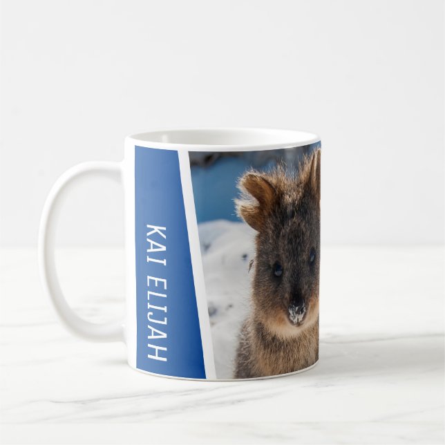 Quokka on the Beach Australia Cute Animal Photo Coffee Mug (Left)