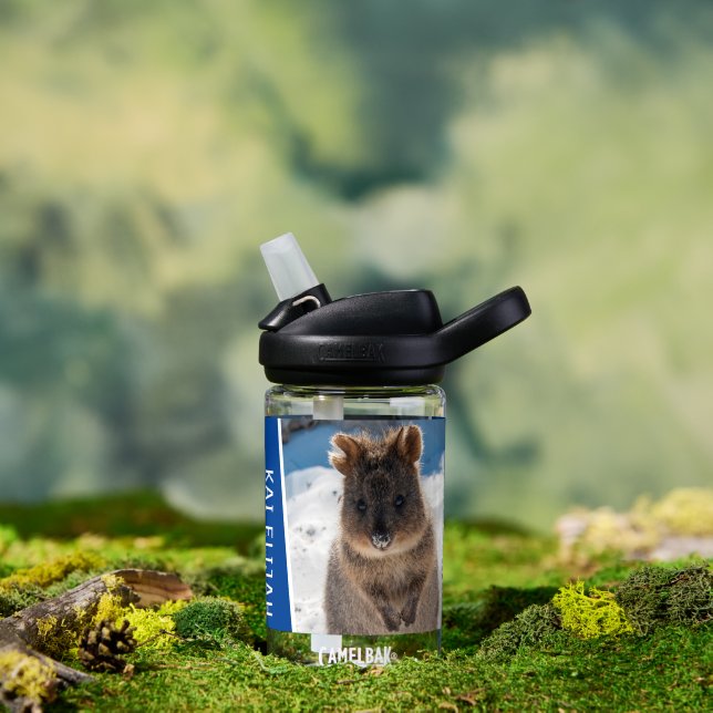 Quokka on the Beach Australia Cute Animal Photo Water Bottle (Outdoor (Rotated))