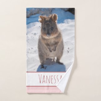 Quokka on the Beach Australia, Pink Girls Hand Tow