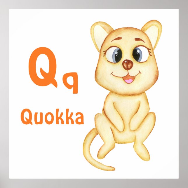 Quokka personalize ABC: Letter Q -Add Your Name Poster (Front)