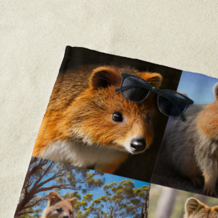 Quokka Photo Collage, Beach Towel