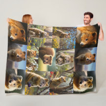 Quokka Photo Collage, Large Fleece Blanket