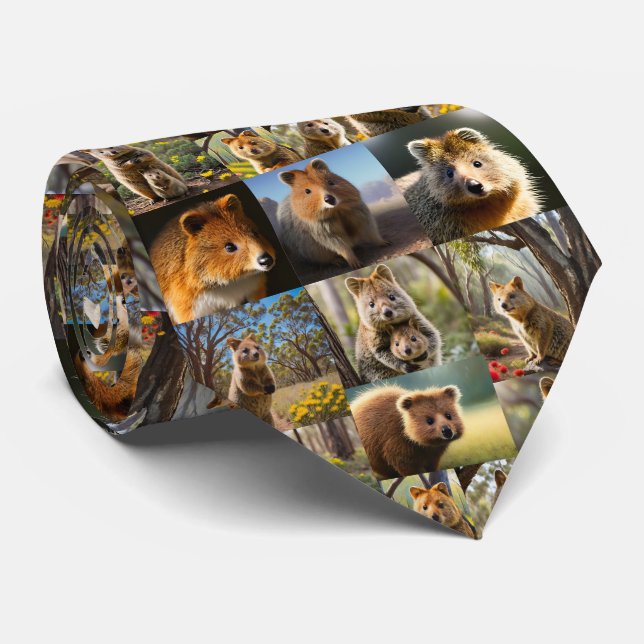 Quokka Photo Collage,  Neck Tie (Rolled)