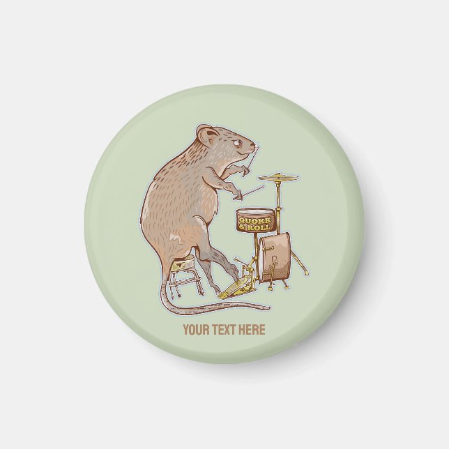 Quokka Playing Drums Magnet (Front)