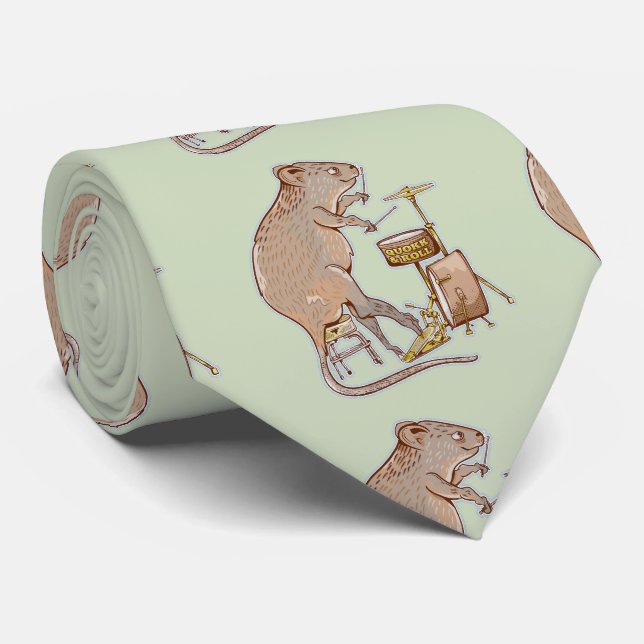 Quokka Playing Drums Neck Tie (Rolled)