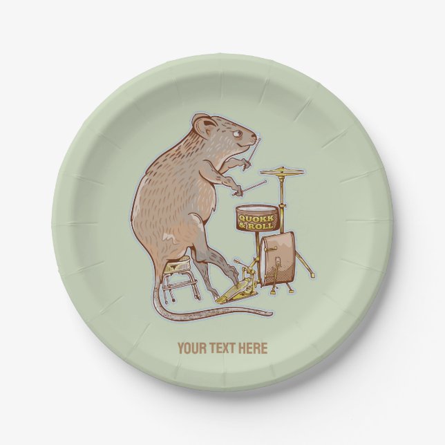 Quokka Playing Drums Paper Plates (Front)